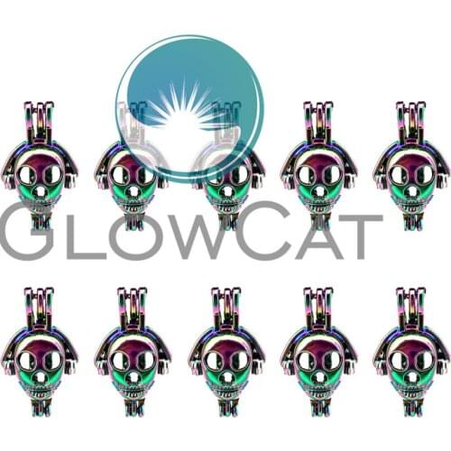 10x C602 Headset Music Skull Pearl Cage Locket Pendant Essential Oil Diffuser Beads Cage DIY Jewelry Locket For Oyster