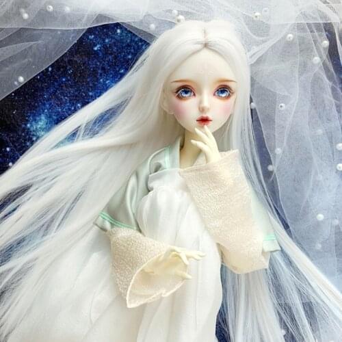2021 New Arrival 1/3 1/4 1/6 1/8 High Temperature Wire Long White BJD Doll Wig Hair