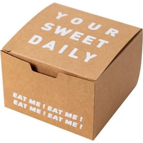 50pcs Sweet Daily Biscuit Box Kraft Paper Simple Letter Snacks Gift Box Kids Children Birthday Party Favors