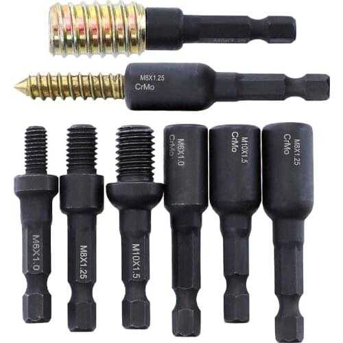 1/4" Hex Shank Socket Adapter 6mm/8mm/10mm Socket Set for Wood Screws Self-Tapping Chuck Woodworking Tool