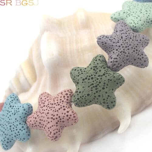 Free Shipping SR 20mm 25mm Large Star Shape Colorful Natural Lava Bead Multi Color Colorful Lava Rock Loose Jewelry DIY Beads