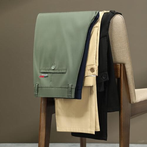 Classic Style 2021 Summer New Mens Thin Business Casual Pants Green Khaki Fashion Straight Stretch Trousers Male Brand