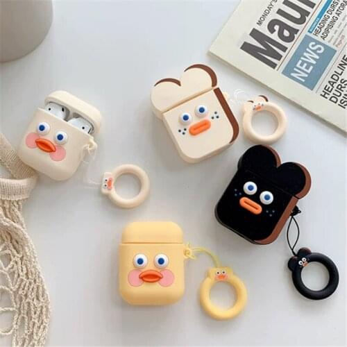 Cartoon Duck Anti-fall Wireless Earphone Case For Apple AirPods Silicone Charging Headphones Cases For Airpods Protective Cover