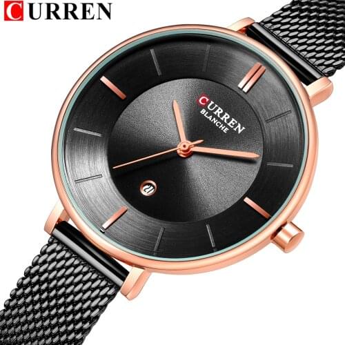 CURREN Beautiful Womens Watch Thin Quartz Bangle Watch For Womens Fashion Stainless Steel Wristwatch Ladies Dress Clock Female