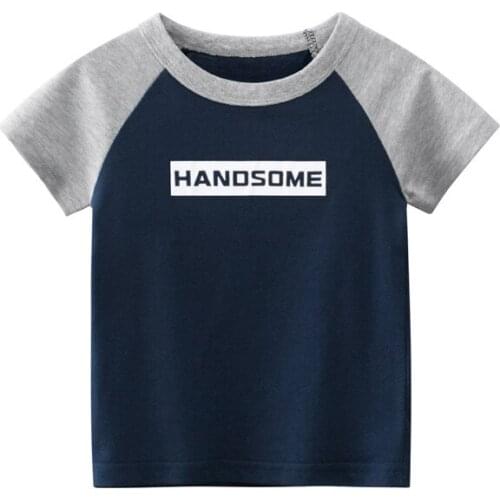 Childrens Clothing 2021 Summer Cotton T Shirt Navy Blue Fashion Boys Short-Sleeved Clothes For Baby Boy T-Shirts 2-7 Years Old