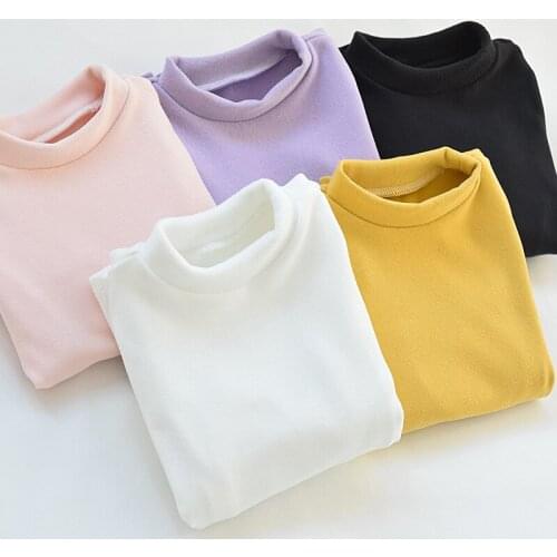 Long sleeve turtleneck girls spring and autumn style children baby boy fall clothing and hair thickening autumn winter T-shirt