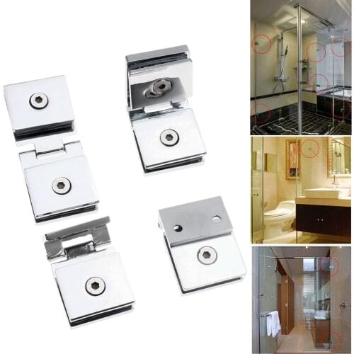 DRELD 2Pcs Stainless Steel Glass Clamp Door Cupboard Showcase Cabinet Clip Cabinet Glass Doors Hinge Replace Single/Double Side