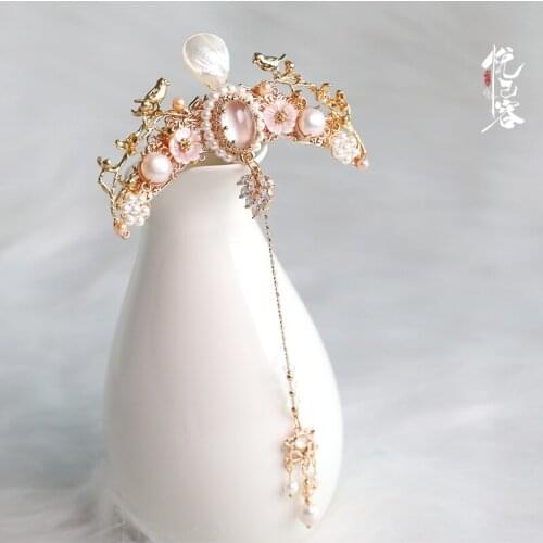 Headdress Han Chinese Clothing Tassel Forehead Diamond Woman Head Ornament Antique Hair Accessories Tassel Clip Accessories