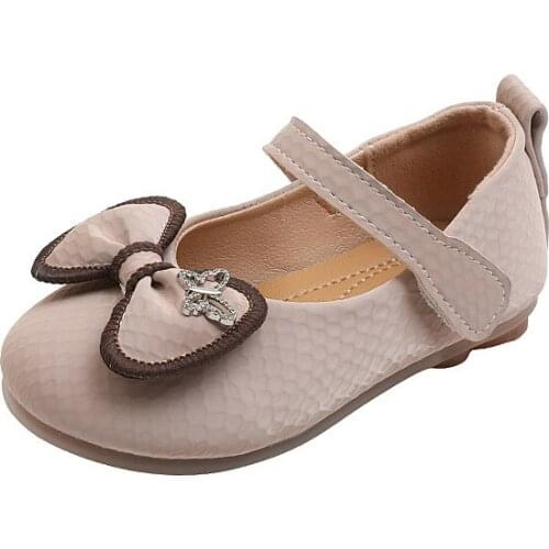 New Princess Leather Shoes Girls Single Shoes Soft Sole Childrens Bow Spring and Autumn Sweet Toddler Shoes Cute Chic Flats