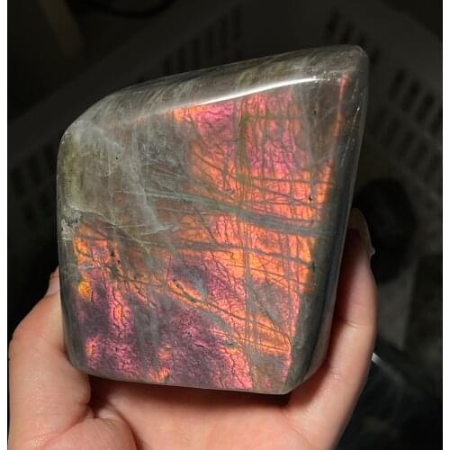 Pretty Natural Crystal Quartz Polished Gemstone Large Labradorite Stone Flash Home Decor