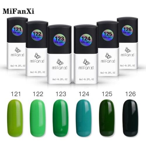 MiFanXi Green Series Nail Gel Polish 6ml Semi Permanent Soak Off Nail Art UV Gel Nail Polish Manicuring Design