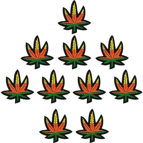 Diy Leaf Patches for Clothing Iron Embroidered Patch Applique Iron on Patches Sewing Accessories Badge Stickers for Clothes Bags