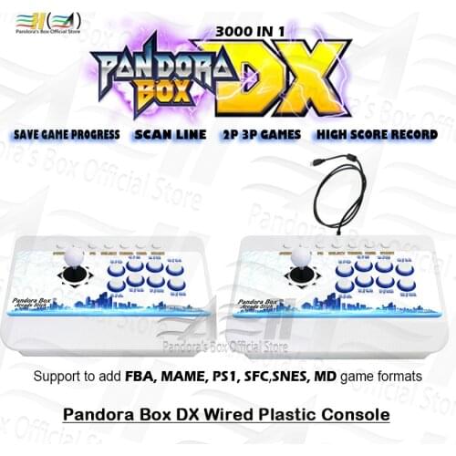 New 2 Players plastic console set Pandora Box DX wired controller 3000 in 1 save game High score record 3D tekken Mortal Kombat
