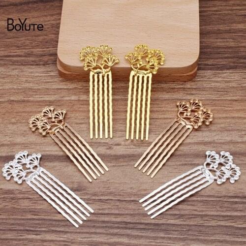 BoYuTe Wholesale (20 Pieces/Lot) 28*24MM Pine Branch 5 Teeth Hair Comb Tiara Vintage Diy Bridal Wedding Hair Accessories