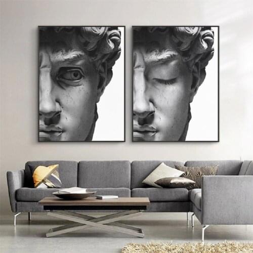 David Head Sculpture Poster Black and White Canvas Prints Wall Art Canvas Paintings Pictures for Living Room Decoration