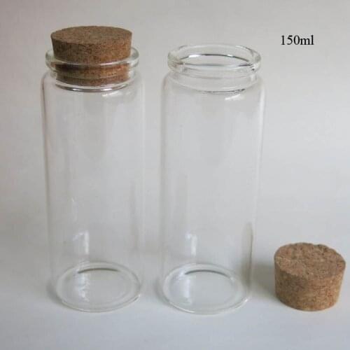 60 x 150ml Empty Glass Bottle with Cork 5oz Wishing Cork Stoppered Bottle Glass Jar used for Storage Craft Glass Container