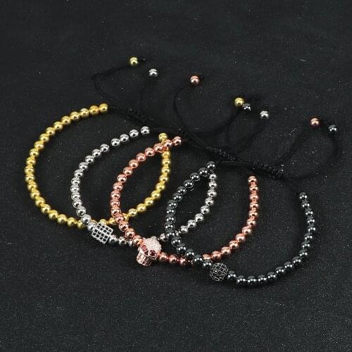 Charm 5MM Copper Beads Bracelet Braided Rope Macrame Pave CZ Ball Bracelets Handmade Jewelry Men Bileklik Armband Women Pulseira