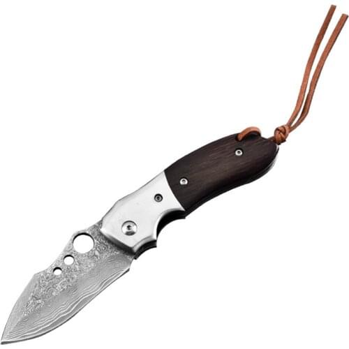 Folding knife pocket Damascus blade wood handle tactical survival gift knives outdoor rescue camping hunting EDC tools