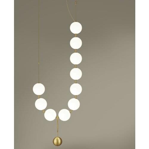 Modern LED Glass Lampshade Light Nordic Design Dining Room Kitchen Fixtures Necklace Style Hanging Lamps hotel lighting fixtures