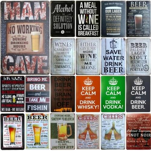 [SQ-DGLZ]BEER Slogans Tin Sign Bar Wall Decor Club Metal Crafts Cheers Decor Painting Plaques Art Poster