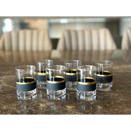 The Mia Glow Glass 6'lı Coffee As Water Cup Black-gold