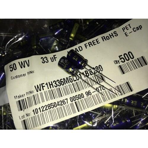 10PCS/50pcs/100PCS 33uF 50V SAMWHA RD Series 6x11mm 50V33uF Aluminum Electrolytic Capacitor