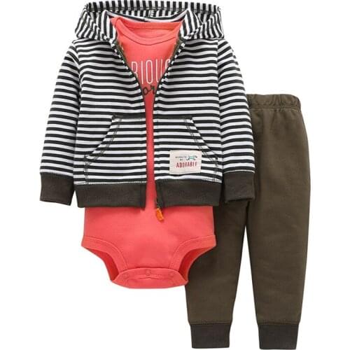 2018 bebes baby boy girls clothes set bodys bebes cotton hooded cardigan+trousers+body 3piece set newborn clothing