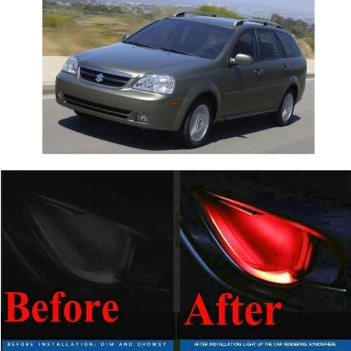 4pc CF style stickers on cars interior inside door handle atmosphere lamp for suzuki forenza reno verona baleno carry