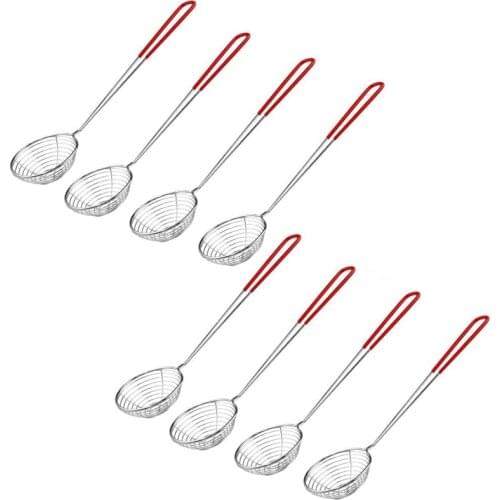 8 Pieces Stainless Steel Spider Strainer Spoon Small Wire Skimmer Colander for Hot Pot, Tortellini and Meatball