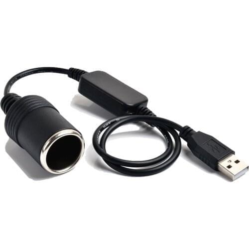 Converter Adapter Wired Controller USB Port to 12V Car Cigarette Lighter Socket Female Power Cord for Xiaomi Power Bank DVR