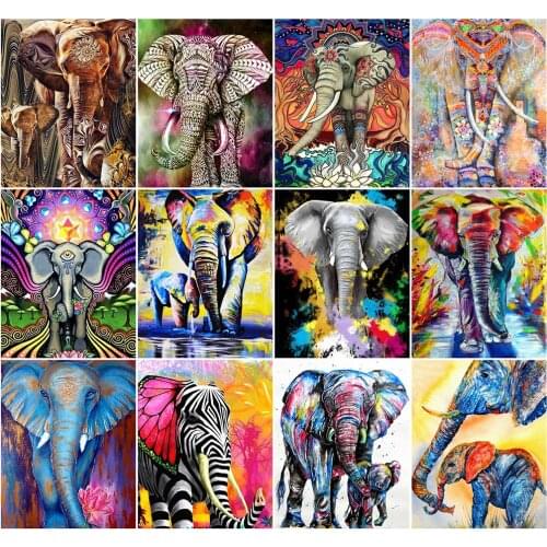 AZQSD 40x50cm Pictures By Numbers Animal Home Living Room Art Craft DIY Oil Painting By Numbers Canvas Elephant Handmade Gift