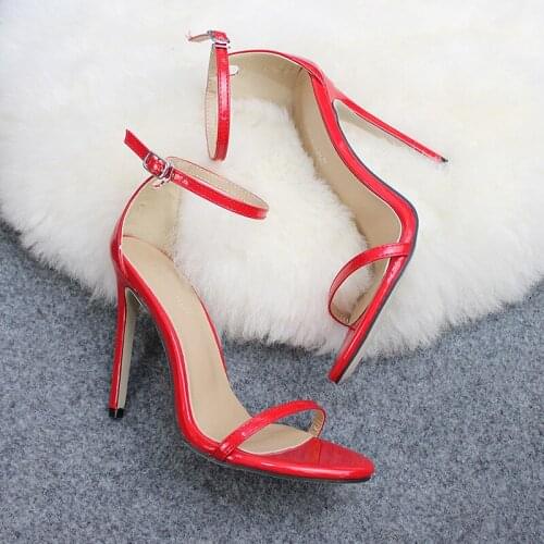 2021 Fashion Style New brand design Summer High Heels Buckle Sandals Sexy Party Shoes Women Heeled Female Plus Size 43 red