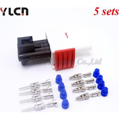 Brand 5 sets New 4 Pin way waterproof sealed automotive Wire Female Male sensor connector set plug