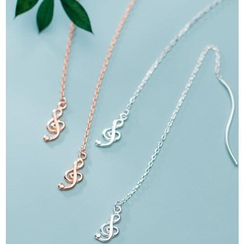 COLUSIWEI Authentic 925 Sterling Silver Rose Gold Color Wave Drop Earring for Female Musical Note Dangle Earring Jewelry Bijoux