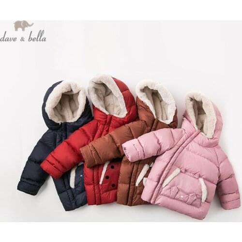 DB11833 dave bella winter baby down coat girls boys cartoon hooded outerwear children 90% white duck down padded kids jacket