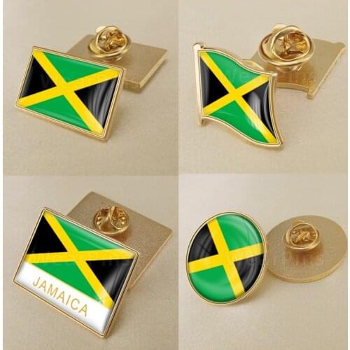 Coat of Arms of Jamaica Jamaicans Map Flag National Emblem National Flower Brooch Badges Lapel Pins
