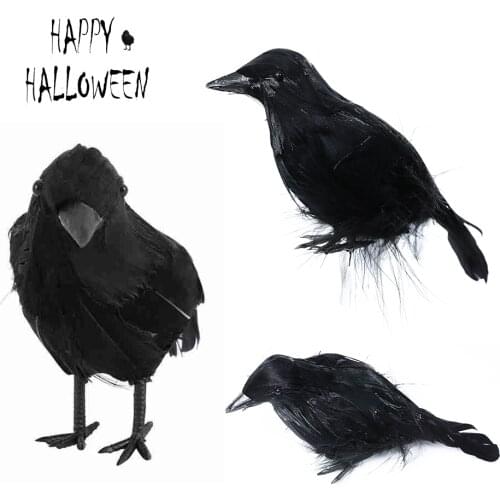 3pcs/Lot 17x9cm Artificial Crow Black Bird Raven Prop Decor Halloween Simulation Display Event Party Haunted House Scary Props