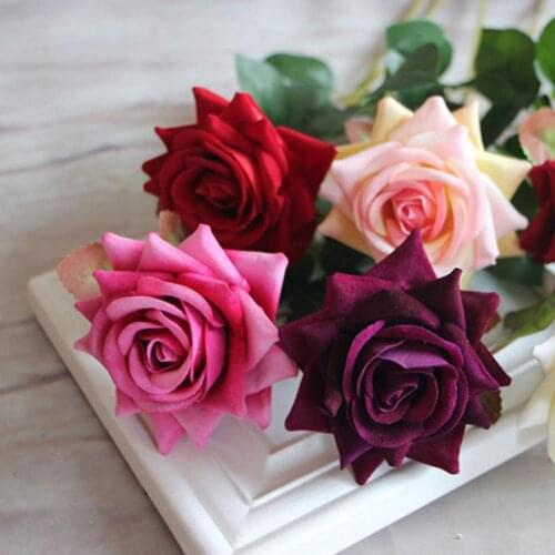 1Pc Artificial Rose Fake Flowers Leaf Home Room Bridal Bouquet Wedding Decoration Drop Shipping