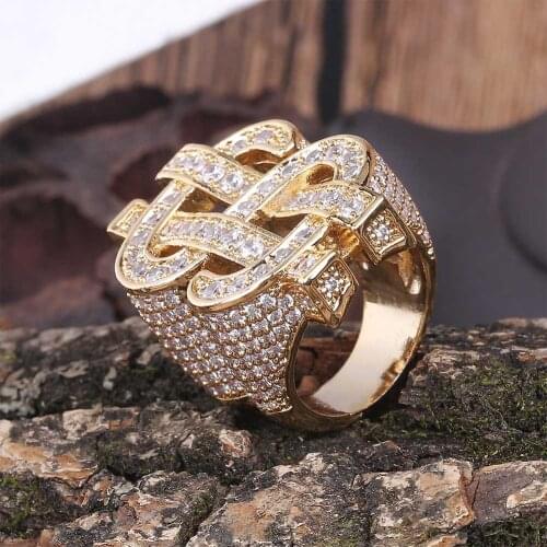 Hip Hop New Fashion Jewelry Rock Iced Out Bling Gold Silver Color US Dollar Sign Rings AAA Cubic Zircon Ring for Men and Women