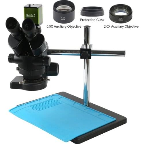 Phone PCB Soldering Repair Lab Industrial 3.5X 90X Simul-focal Trinocular Stereo Microscope 1/2" 1080P HDMI Video Camera