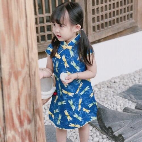 Summer Dresses Styles Chinese Cheongsams For Girls Traditional Chinese Dress For Children Tang Suit Baby Costumes Girls Qipao