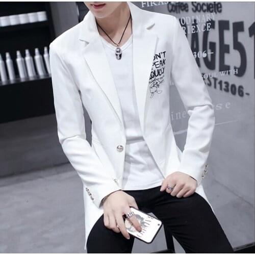 Summer 2020 new korean style windbreaker mens suits young mens suit thin students long coat blazer masculino jaqueta M - 3XL