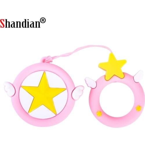 Cartoon USB flash drives 128GB Cute USB stick Pink stars Pen drive 64GB Gifts for girls Beautiful girly Heart Key chain Pendrive