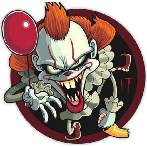 Evil Clown Car Stickers Waterproof Anime Vinyl Decal Scratch-proof Windshield Decoration Auto Parts 13 X 13cm