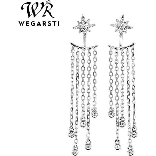 WEGARSTI New Arrived 925 Sterling Silver Earrings Personality Long Tassel Earring For Women Girls Jewelry Valentines Day Gift