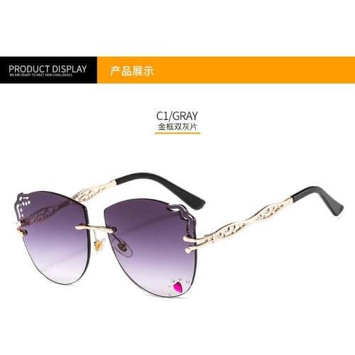 New Frameless Wavy Edge Sunglasses 039 European and American Love Set Sunglasses Female Cross-Border Cool Sunglasses