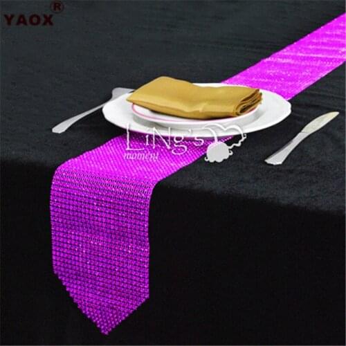 Wholesale Price Diamond Table Runner Mesh Rhinestone Table Runners Wedding Party Tablecloth Decorations Home Table Accessories