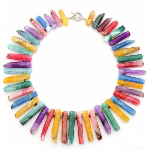 High Quality Natural Agates Stone Beaded Necklaces Dog Teeth Shape Agat Bead Strand Power Necklace Fashion Women Pendant Jewelry