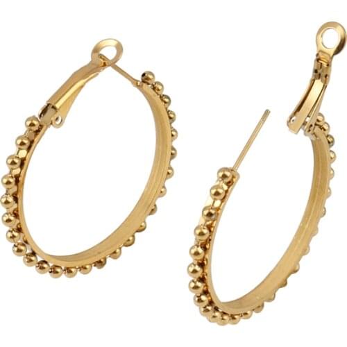 Punk Big Hoop Earrings Stainless Steel Earrings For Women Bead Chain Hoop Earrings Steel Earrings Charm Earrings Jewelry Gifts