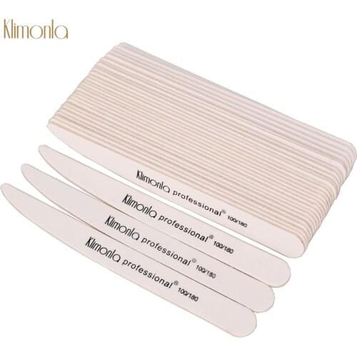 100Pcs/Lot Professional Washable Nail File 100/180 Grit White Nail Buffer Block Board Wooden Manicure Nails Care Tool Salon File